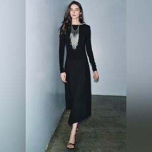 Zara Black Long Sleeve Combination Dress NWT